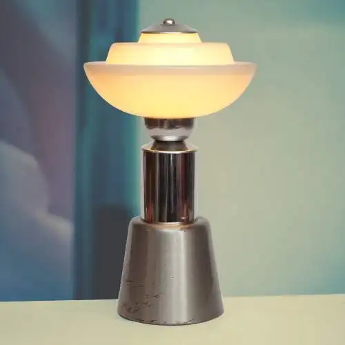 Bauhaus Tischleuchte "PEGASUS" Unikat Schreibtischleuchte Chrom midcenturymodern