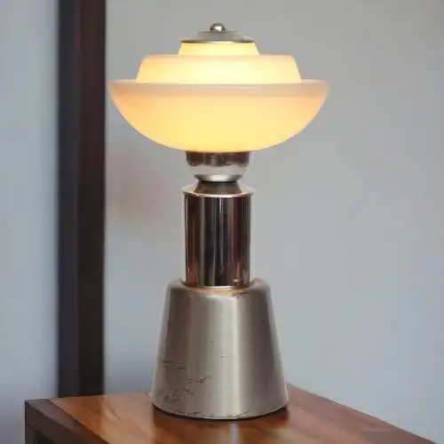 Bauhaus Tischleuchte "PEGASUS" Unikat Schreibtischleuchte Chrom midcenturymodern