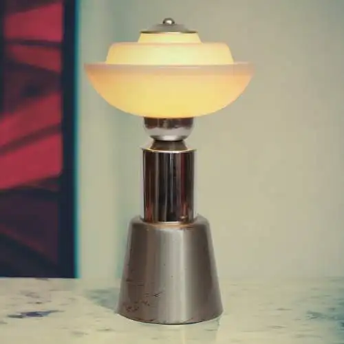 Bauhaus Tischleuchte "PEGASUS" Unikat Schreibtischleuchte Chrom midcenturymodern