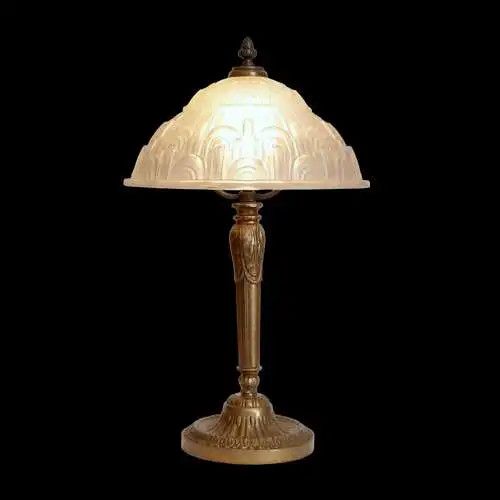 Art Déco Lampe Schreibtischleuchte "WOOLWORTH" Messinglampe