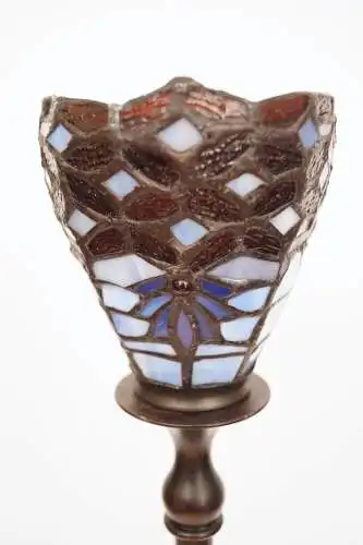 Tiffany Tischfluter Tischlampe "UP" Tischleuchte 65 cm hoch patiniert Jugendstil