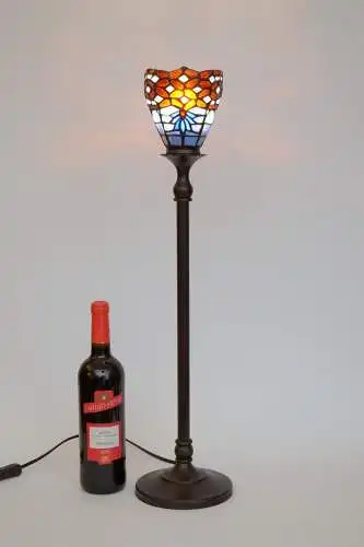 Tiffany Tischfluter Tischlampe "UP" Tischleuchte 65 cm hoch patiniert Jugendstil