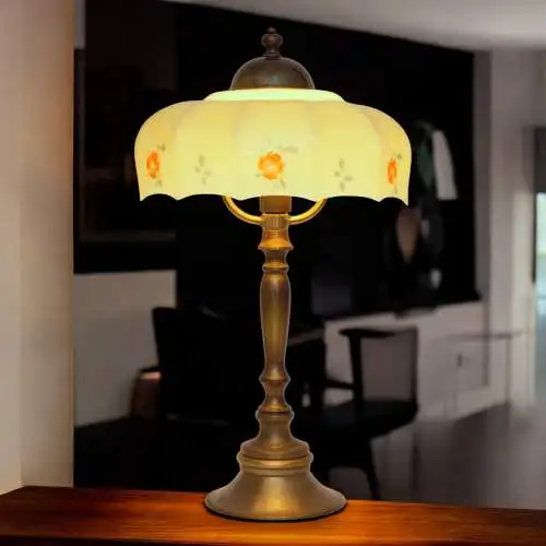 Jugendstil Kaffeehausleuchte Messinglampe "ALSERGRUND" Tischlampe Unikat