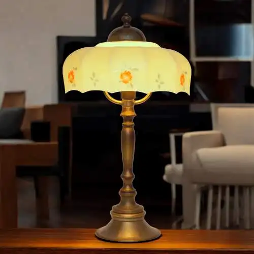 Jugendstil Kaffeehausleuchte Messinglampe "ALSERGRUND" Tischlampe Unikat