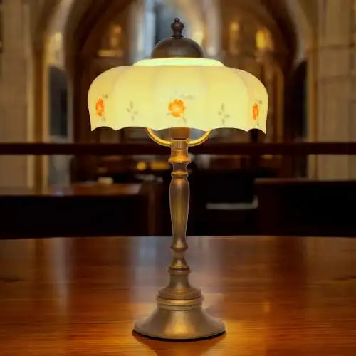 Jugendstil Kaffeehausleuchte Messinglampe "ALSERGRUND" Tischlampe Unikat