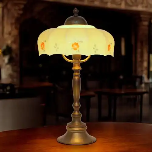 Jugendstil Kaffeehausleuchte Messinglampe "ALSERGRUND" Tischlampe Unikat