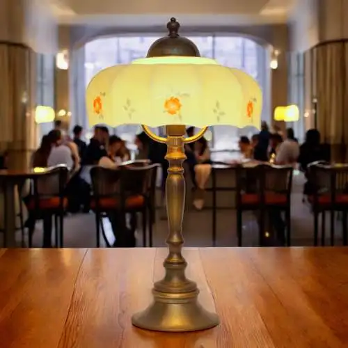 Jugendstil Kaffeehausleuchte Messinglampe "ALSERGRUND" Tischlampe Unikat