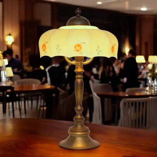 Jugendstil Kaffeehausleuchte Messinglampe "ALSERGRUND" Tischlampe Unikat
