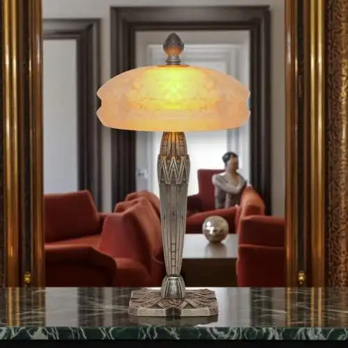 Original Art Déco Tischlampe "WOOLWORTH" 1930er Nickel 2 Stk. verfügbar