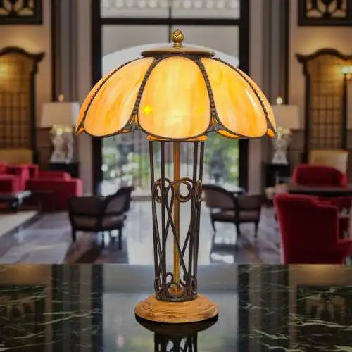 Unikat Art Deco Tischleuchte "AGATHA NILE" Einzelstück Tischlampe Salonlampe