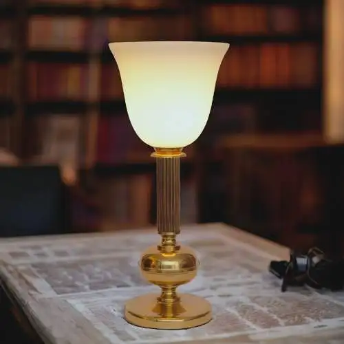 Klassische Art Deco Schreibtischlampe "WISMAR" Opalglas Midcenturymodern Unikat