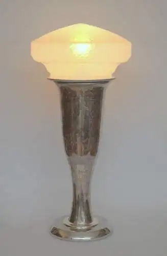 Art Deco Design Tischleuchte "BLACK SILVER" Unikat antikes Original Glas