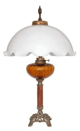 Jugendstil Lampe Tischleuchte Petroleumlampe Lampe Opalglas original