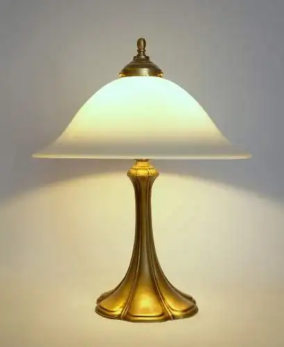 Berliner Jugendstil Messinglampe Lampe "WHITE ROSE" Jugendstil Tischleuchte 