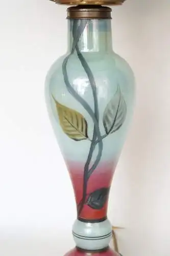 Jugendstil Lampe Petroleumlampe Glas handgemalt Unikat signiert Eisch