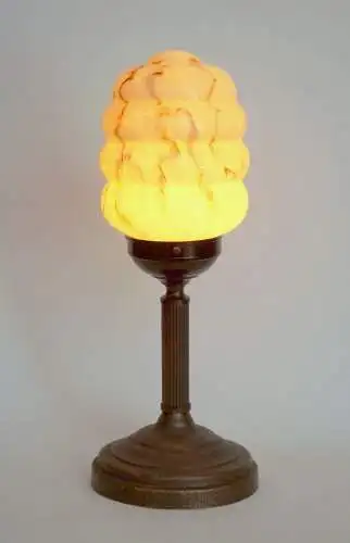 Zierliches Unikat Art Deco Messinglampe "PINK MARBLE" Tischlampe Tischleuchte