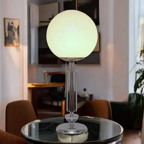 Mid Century Tischleuchte "MERIDA" Chrom Space Age Unikat Tischlampe Sputnik