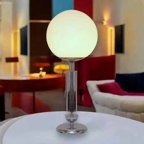 Mid Century Tischleuchte "MERIDA" Chrom Space Age Unikat Tischlampe Sputnik
