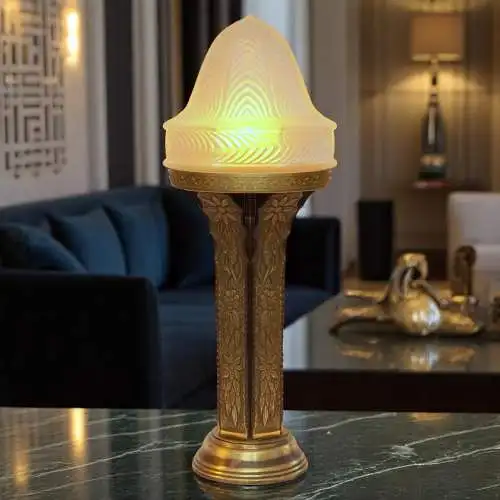Unikat Art Deco Tischleuchte "GOLD HARVEST" Tischlampe Schreibtisch Skyscraper