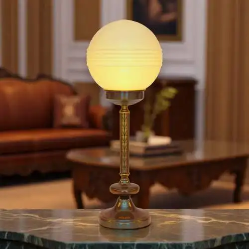 Design Art Deco Schreibtischleuchte "SATURN BASEMENT" Design Unikat Messinglampe