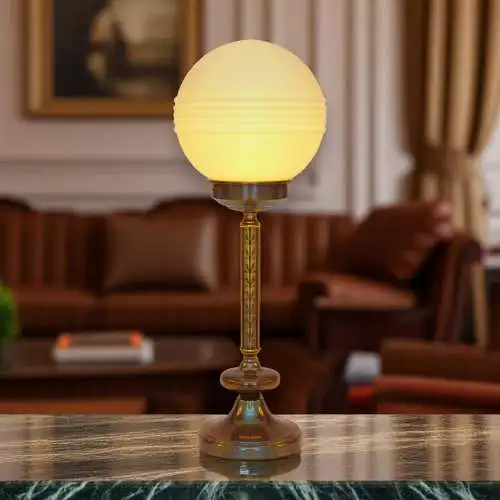 Design Art Deco Schreibtischleuchte "SATURN BASEMENT" Design Unikat Messinglampe