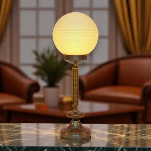 Design Art Deco Schreibtischleuchte "SATURN BASEMENT" Design Unikat Messinglampe
