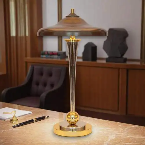 Art Deco Schreibtischleuchte "VANDENBERGH" Design Unikat Chrom Messinglampe