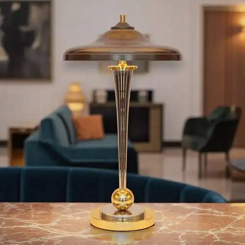 Art Deco Schreibtischleuchte "VANDENBERGH" Design Unikat Chrom Messinglampe