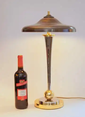 Art Deco Schreibtischleuchte "VANDENBERGH" Design Unikat Chrom Messinglampe