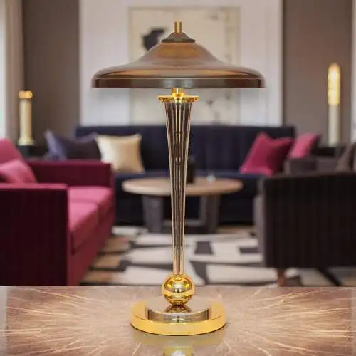 Art Deco Schreibtischleuchte "VANDENBERGH" Design Unikat Chrom Messinglampe