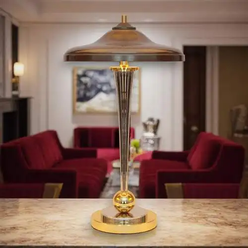 Art Deco Schreibtischleuchte "VANDENBERGH" Design Unikat Chrom Messinglampe