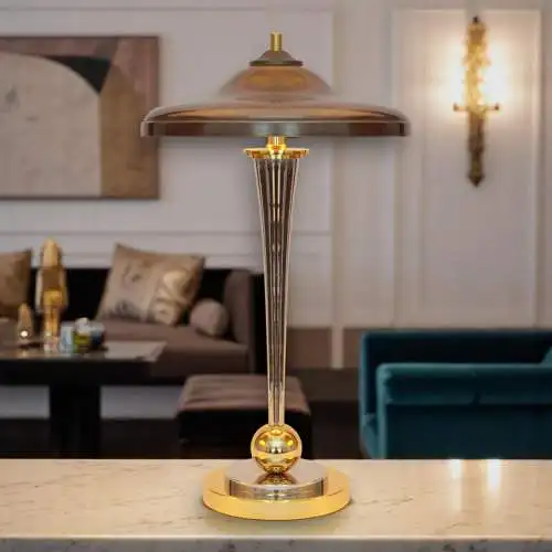 Art Deco Schreibtischleuchte "VANDENBERGH" Design Unikat Chrom Messinglampe