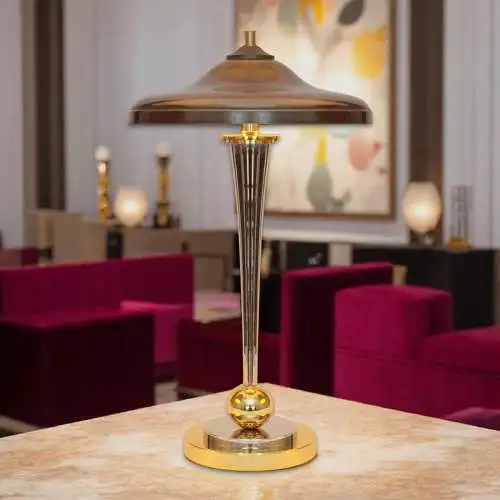 Art Deco Schreibtischleuchte "VANDENBERGH" Design Unikat Chrom Messinglampe