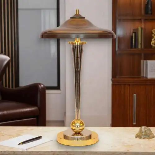 Art Deco Schreibtischleuchte "VANDENBERGH" Design Unikat Chrom Messinglampe