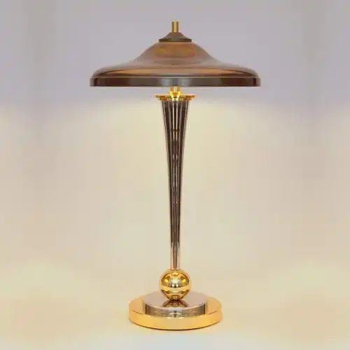 Art Deco Schreibtischleuchte "VANDENBERGH" Design Unikat Chrom Messinglampe