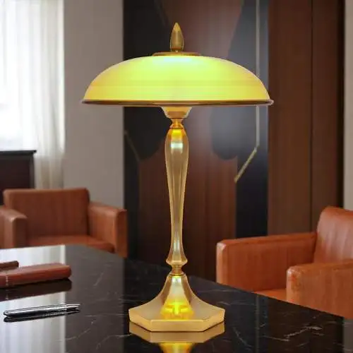 Unikat Art Déco Design Tischleuchte "CHAMONIX" Einzelstück Messinglampe