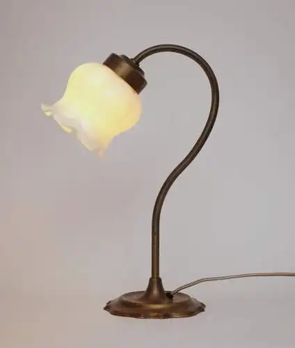 Jugendstil Messinglampe "WHITE ROSE" Unikat Tischleuchte