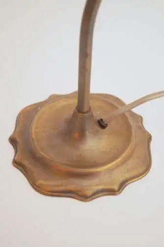 Jugendstil Messinglampe "WHITE ROSE" Unikat Tischleuchte
