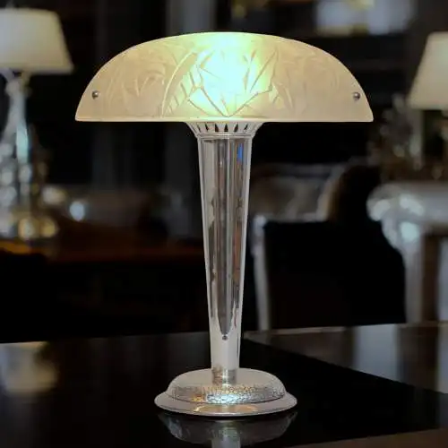 Klassische Art Déco Tischleuchte "SILVER STAR" Unikat Tischlampe Schreibtisch