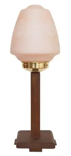 Sehr seltene original Art Déco Schreibtischlampe um 1930 Holz rosé