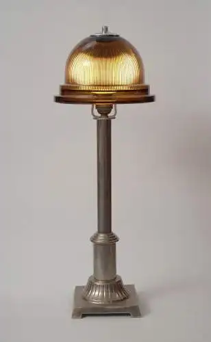 Art Deco Lampe Schreibtischlampe "DOME TOWER" silber Tischleuchte Leuchte Banker
