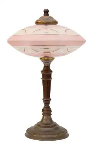 Sammlerstück unikate Art Déco Messinglampe Tischleuchte "DISC ROSÉ" Messinglampe