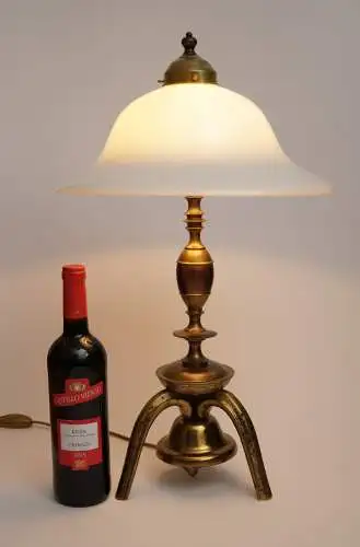 Wunderschöne Berliner Jugendstil Messinglampe Einzelstück Schreibtischlampe