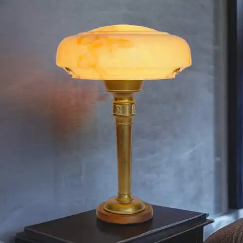 Art Deco Lampe Tischleuchte "CRISP DISC" Messinglampe Einzelstück Unikat