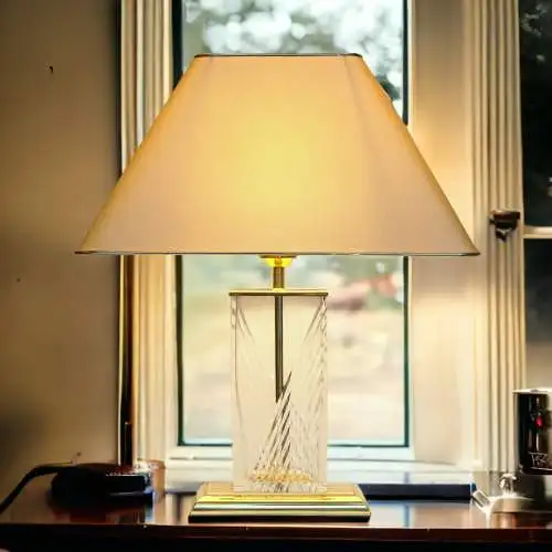 Landhaus Lampe Regency Stil Leuchte Tischlampe Kristallglas Leuchte