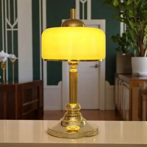Schöne Art Déco Design Tischleuchte "GOLDEN GREEN" Unikat Einzestück Messing