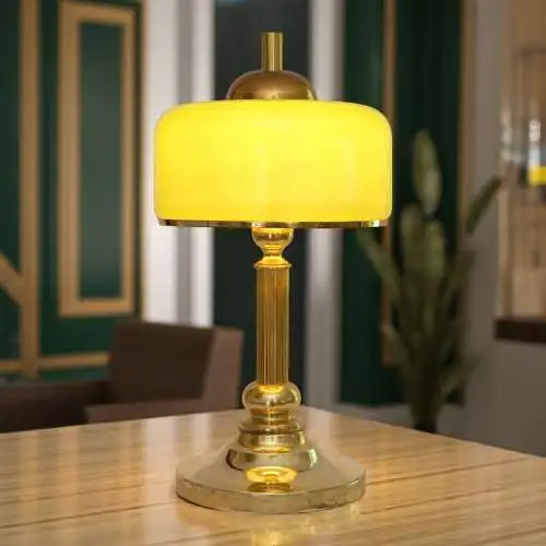Schöne Art Déco Design Tischleuchte "GOLDEN GREEN" Unikat Einzestück Messing