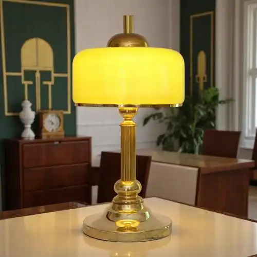 Schöne Art Déco Design Tischleuchte "GOLDEN GREEN" Unikat Einzestück Messing