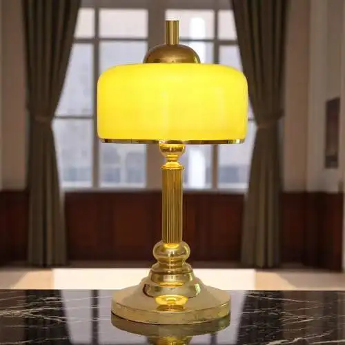 Schöne Art Déco Design Tischleuchte "GOLDEN GREEN" Unikat Einzestück Messing