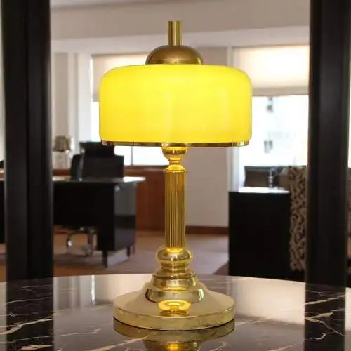Schöne Art Déco Design Tischleuchte "GOLDEN GREEN" Unikat Einzestück Messing